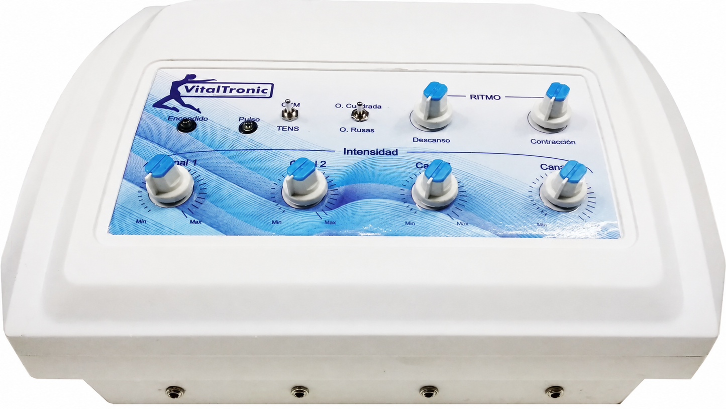 Electroestimulador VitalTronic Ondas Rusas Cuadradas Tens 8 Electrodos