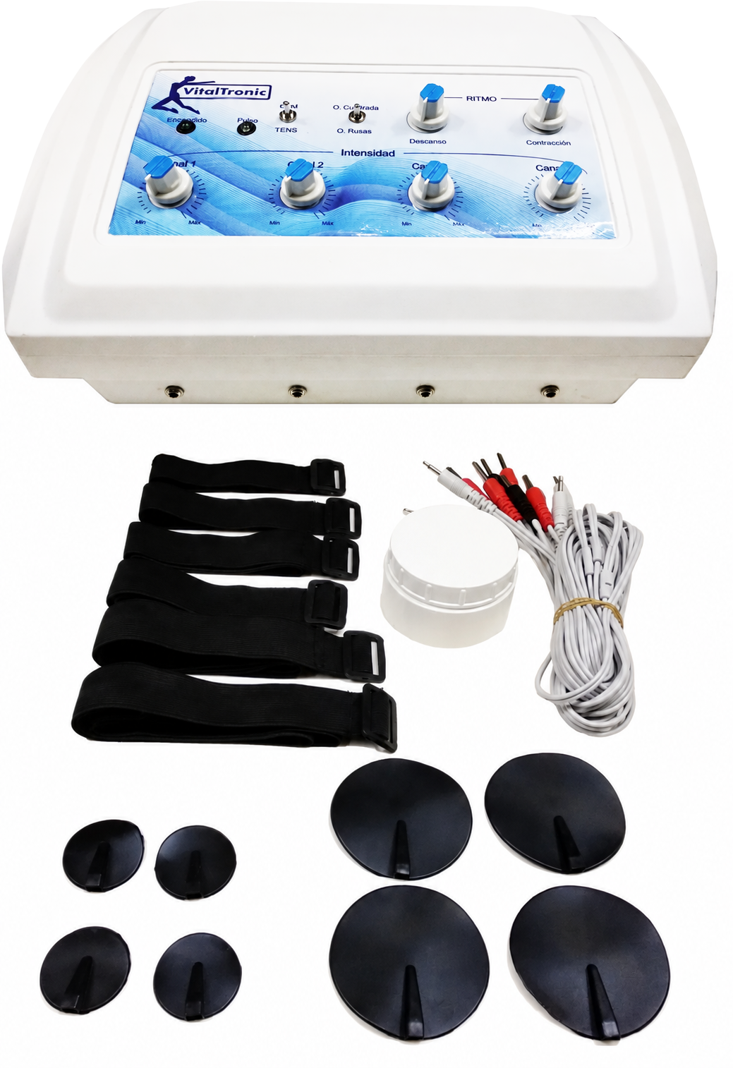 Electroestimulador VitalTronic Ondas Rusas Cuadradas Tens 8 Electrodos