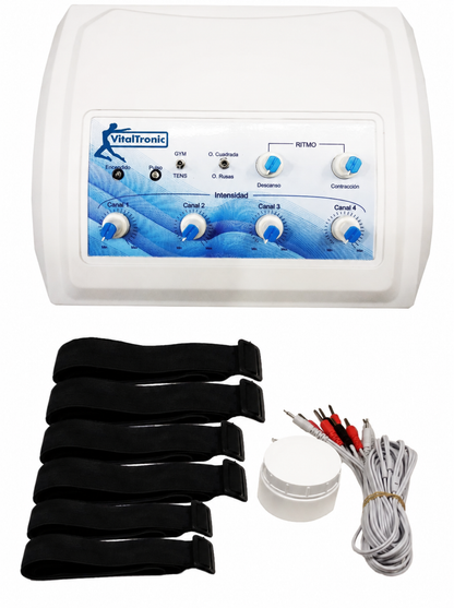 Electroestimulador VitalTronic Ondas Rusas Cuadradas Tens 8 Electrodos
