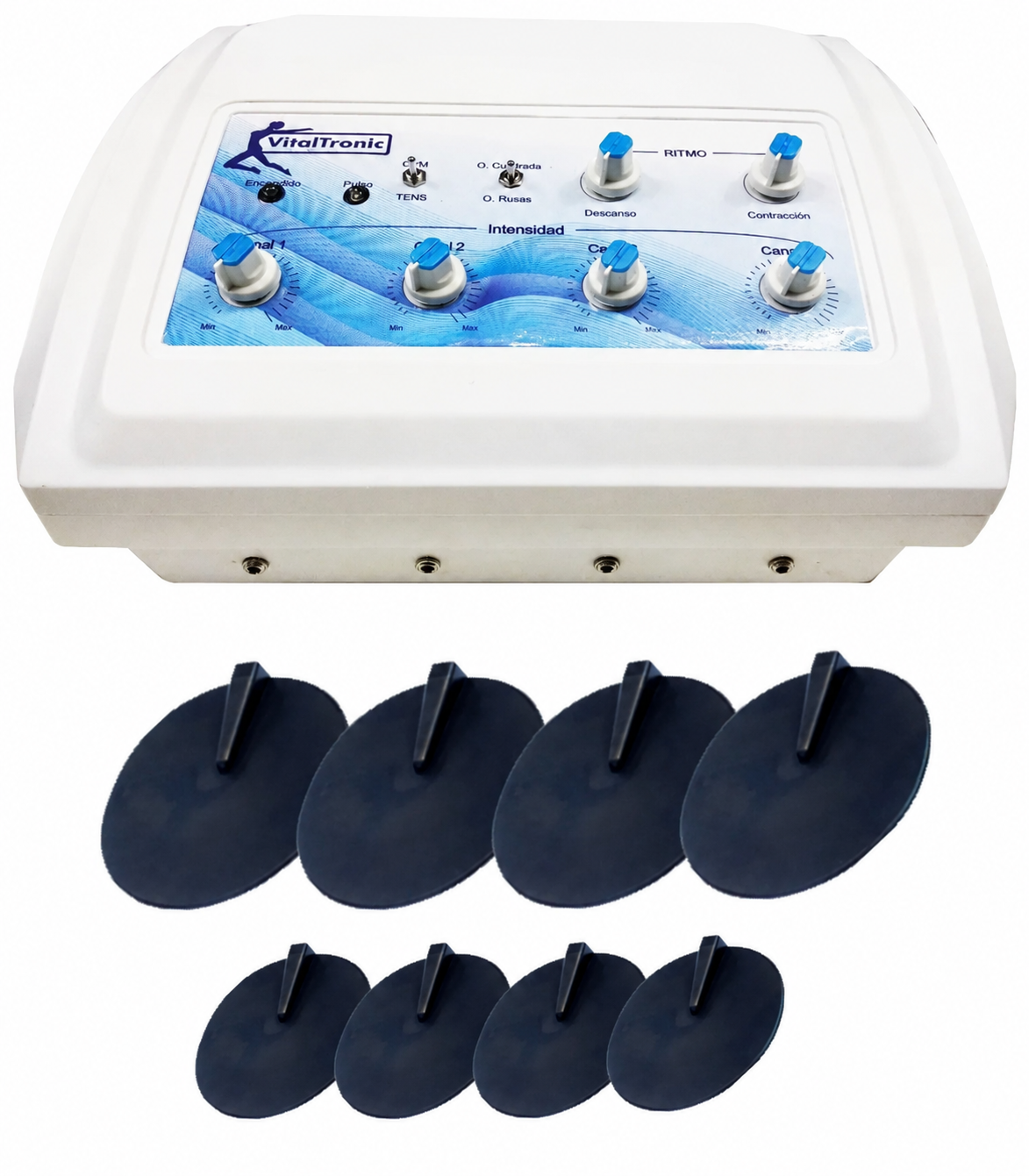 Electroestimulador VitalTronic Ondas Rusas Cuadradas Tens 8 Electrodos